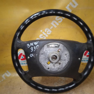 Подушка безопасности BMW 3-Series E46 '2004 4 спицы с зарядом 2 фишки мультируль чёрная кожа (дефект)