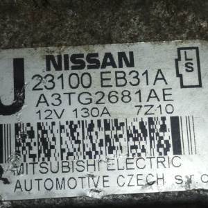 Генератор Nissan YD25 Pathfinder/Navara R51 D40 '2007- 12V 130A БЕЗ ШКИВА 3 конт. ( L/S/  ) 23100EB31A
