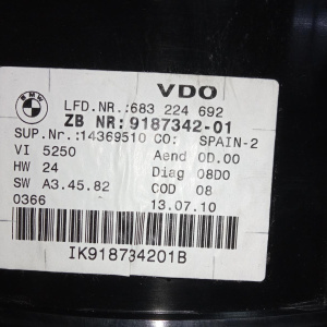 Панель приборов BMW 3-Series E90/E84 '2010 Japan 260 km/h 62109187342