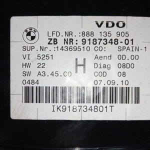 Панель приборов BMW 3-Series E92 '2010 Japan 280 km/h 62109187348