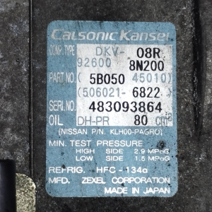 Компрессор кондиционера NISSAN QG15/QG18 '2003 3 болта ДЕФЕКТ ШКИВА 92600-8N200